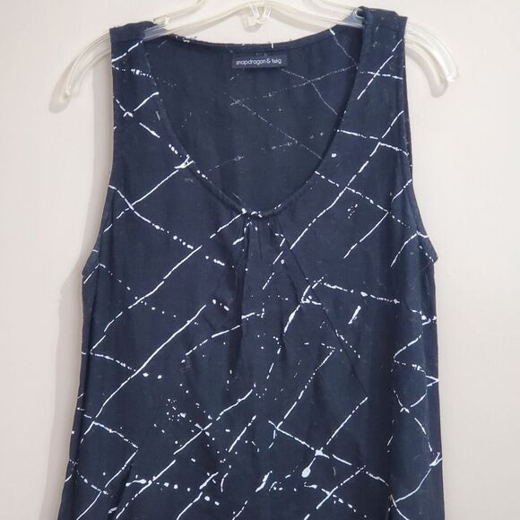 Snapdragon & Twig Linen Tunic Dress Size Medium Black Abstract Painted Artsy - Picture 3 of 11